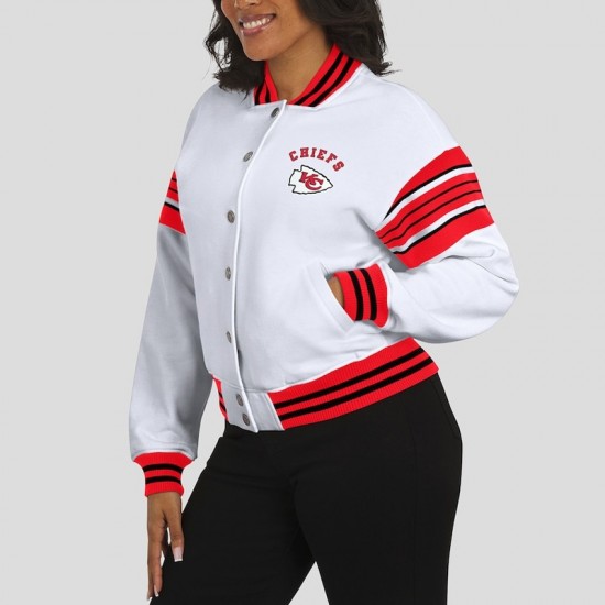 Kansas City Chiefs Snap Front White Fleece Jacket