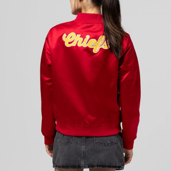 Kansas City Chiefs Throwback Graphics Red Satin Jacket