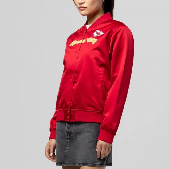Kansas City Chiefs Throwback Graphics Red Satin Jacket
