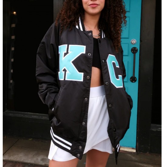 Kansas City Current Black Varsity Satin Jacket