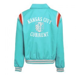 Kansas City Current Lightweight Teal Varsity Satin Jacket