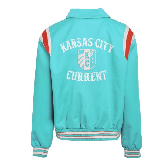 Kansas City Current Lightweight Teal Varsity Satin Jacket