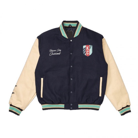 Kansas City Current Navy and Beige Varsity Jacket Kansas City Current Navy and Beige Varsity Jacket