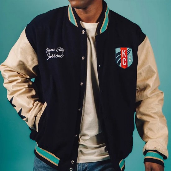 Kansas City Current Navy and Beige Varsity Jacket Kansas City Current Navy and Beige Varsity Jacket