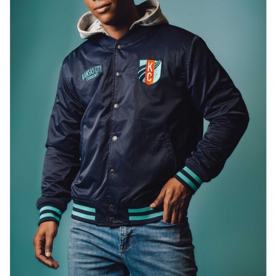 Kansas City Current Navy Hooded Bomber Jacket