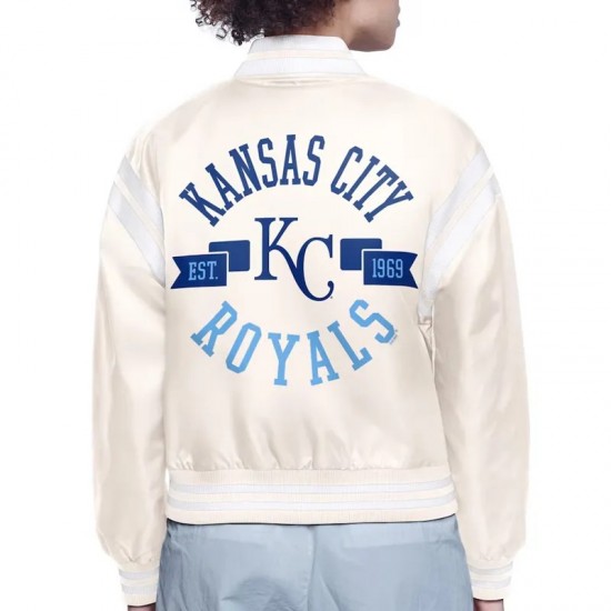 Kansas City Royals Printed Logo Varsity Satin Jacket Kansas City Royals Printed Logo Varsity Satin Jacket