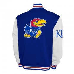 Kansas Jayhawks Fleece Royal and White Varsity Jacket