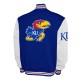 Kansas Jayhawks Fleece Royal and White Varsity Jacket Kansas Jayhawks Fleece Royal and White Varsity Jacket