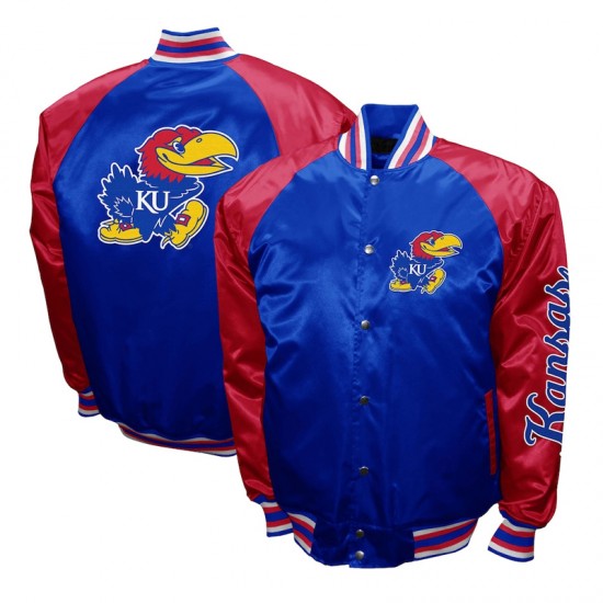 Kansas Jayhawks The Game Royal Satin Jacket Kansas Jayhawks The Game Royal Satin Jacket