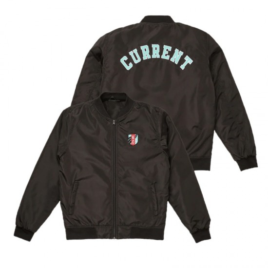 KC Current Bomber Black Full-Zip Satin Jacket