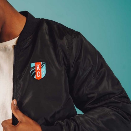 KC Current Bomber Black Full-Zip Satin Jacket