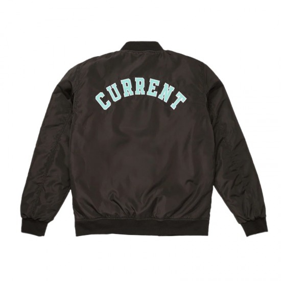 KC Current Bomber Black Full-Zip Satin Jacket