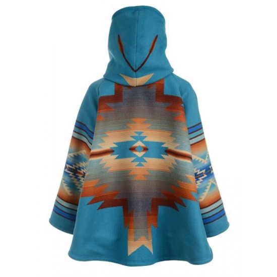 Kelly Reilly Yellowstone Blue Hooded Coat Kelly Reilly Yellowstone Blue Hooded Coat