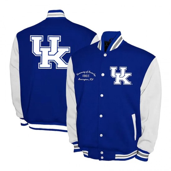 Kentucky Wildcats Fleece Royal and White Varsity Jacket