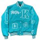 Kingsplay University Aqua Blue Varsity Jacket Kingsplay University Aqua Blue Varsity Jacket front view varsity jacket