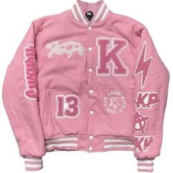 Kingsplay University Aqua Pink Varsity Jacket Kingsplay University Aqua Pink Varsity Jacket