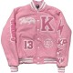 Kingsplay University Aqua Pink Varsity Jacket Kingsplay University Aqua Pink Varsity Jacket front view varsity jacket