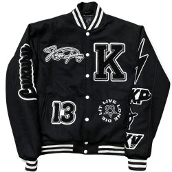 Kingsplay University Black Wool Varsity Jacket