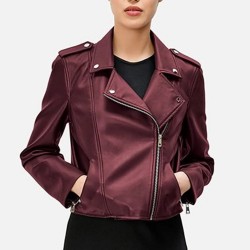 Kold X Windy Sh’Kia Maroon Leather Jacket