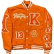 KP University Orange Varsity Jacket KP University Orange Varsity Jacket front view varsity jacket