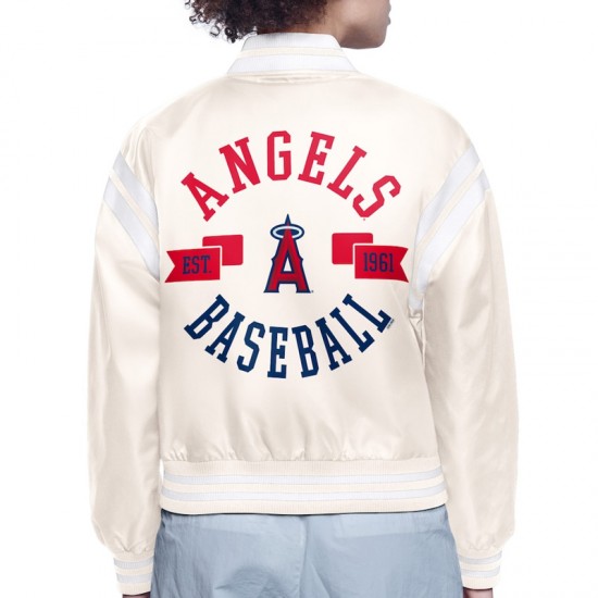 LA Angels Printed Logo Varsity Satin Jacket LA Angels Printed Logo Varsity Satin Jacket
