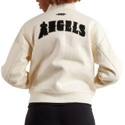 LA Angels Wool Cream White Varsity Jacket