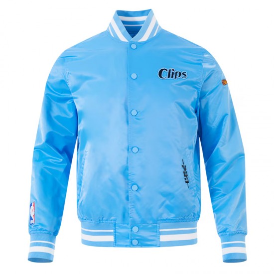 LA Clippers 2024/25 City Edition Chenille Blue Satin Jacket LA Clippers 2024/25 City Edition Chenille Blue Satin Jacket