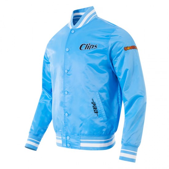 LA Clippers 2024/25 City Edition Chenille Blue Satin Jacket LA Clippers 2024/25 City Edition Chenille Blue Satin Jacket
