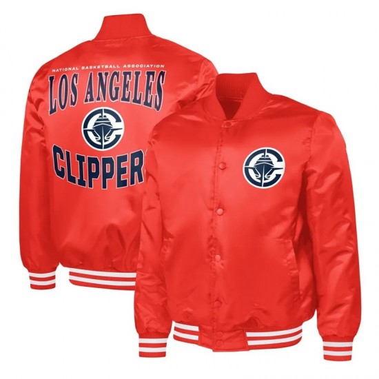 LA Clippers Adaptive Bold Logo Varsity Satin Jacket