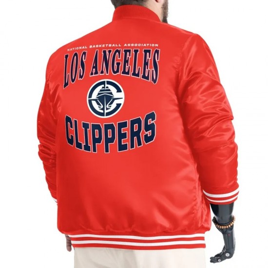 LA Clippers Adaptive Bold Logo Varsity Satin Jacket