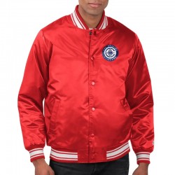 LA Clippers Printed Team Varsity Satin Jacket LA Clippers Printed Team Varsity Satin Jacket