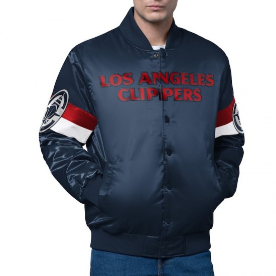 LA Clippers Triple Option Varsity Satin Jacket LA Clippers Triple Option Varsity Satin Jacket