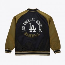 LA Dodgers Black/Olive Satin Double Clutch Jacket LA Dodgers Black/Olive Satin Double Clutch Jacket