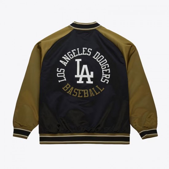 LA Dodgers Black/Olive Satin Double Clutch Jacket LA Dodgers Black/Olive Satin Double Clutch Jacket