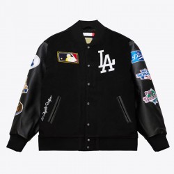 LA Dodgers Black Out Vintage Logo Varsity Jacket LA Dodgers Black Out Vintage Logo Varsity Jacket