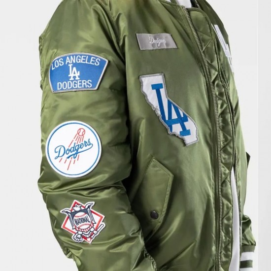 LA Dodgers Full-Zip Bomber Satin Jacket LA Dodgers Full-Zip Bomber Satin Jacket
