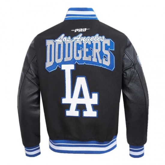 LA Dodgers Team Badge Classic Rib Varsity Jacket LA Dodgers Team Badge Classic Rib Varsity Jacket