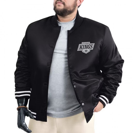 LA Kings Adaptive Bold Logo Varsity Satin Jacket LA Kings Adaptive Bold Logo Varsity Satin Jacket