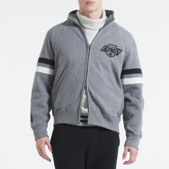 LA Kings Heather Gray Striped Fleece Jacket LA Kings Heather Gray Striped Fleece Jacket