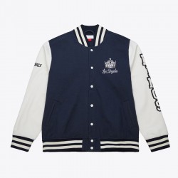 LA Kings Navy and White Fleece Varsity Jacket