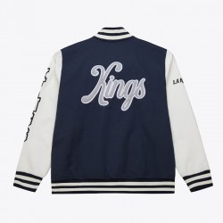 LA Kings Navy and White Fleece Varsity Jacket