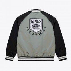 LA Kings Vintage Logo Double Clutch Gray Satin Jacket LA Kings Vintage Logo Double Clutch Gray Satin Jacket
