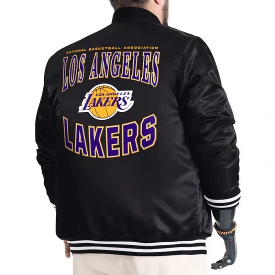 LA Lakers Adaptive Bold Logo Varsity Satin Jacket