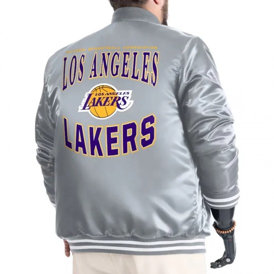 LA Lakers Adaptive Bold Logo Varsity Satin Jacket
