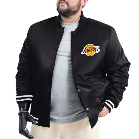 LA Lakers Adaptive Bold Logo Varsity Satin Jacket LA Lakers Adaptive Bold Logo Varsity Satin Jacket