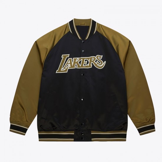 LA Lakers Black/Olive Satin Double Clutch Jacket LA Lakers Black/Olive Satin Double Clutch Jacket