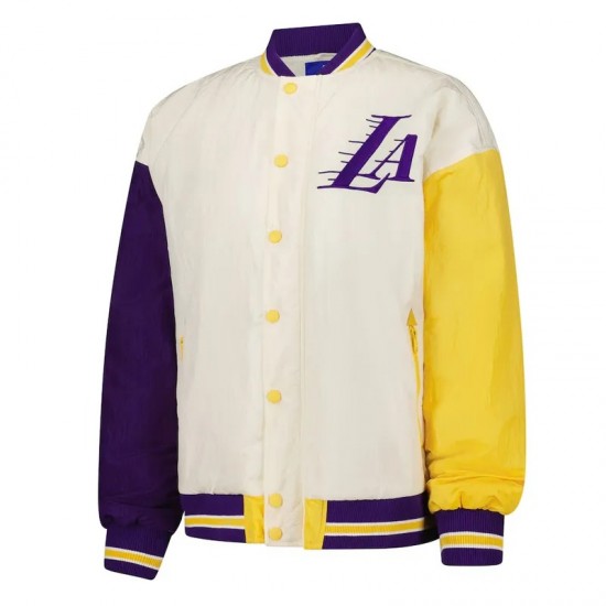 LA Lakers Color Block Bomber Full-Snap Jacket LA Lakers Color Block Bomber Full-Snap Jacket