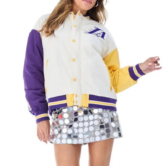 LA Lakers Color Block Bomber Full-Snap Jacket LA Lakers Color Block Bomber Full-Snap Jacket