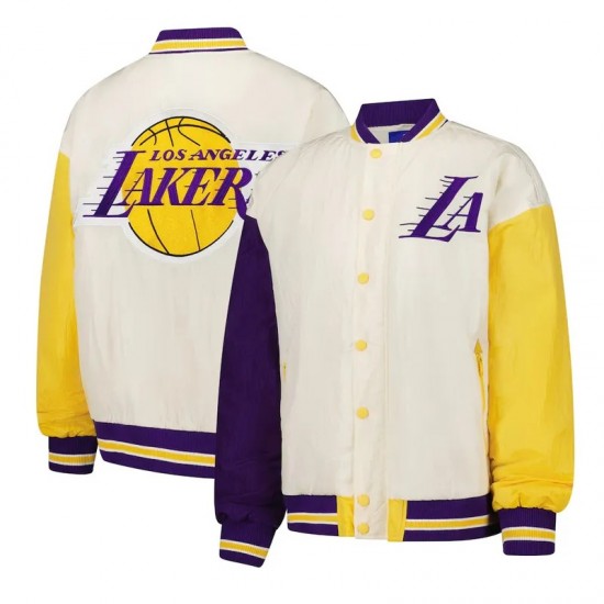 LA Lakers Color Block Bomber Full-Snap Jacket LA Lakers Color Block Bomber Full-Snap Jacket
