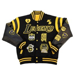 LA Lakers Kobe Bryant Collage Legends Black Varsity Jacket LA Lakers Kobe Bryant Collage Legends Black Varsity Jacket